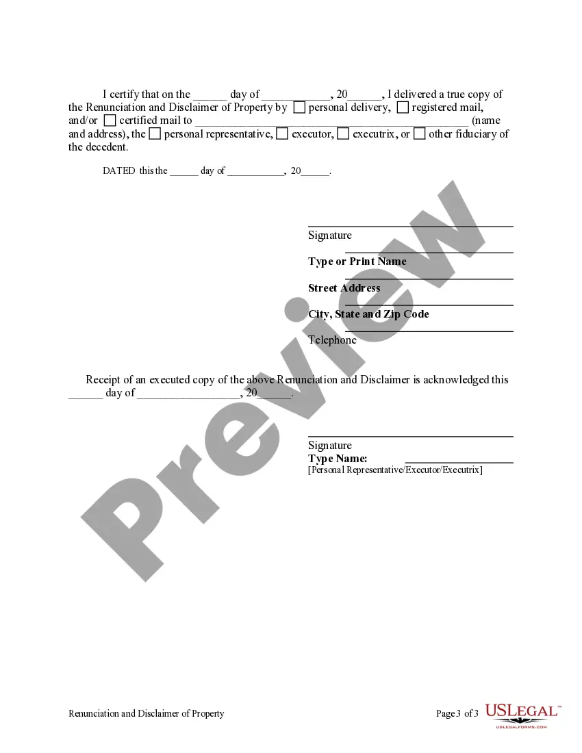 Preview Renunciation And Disclaimer of Real Property Interest