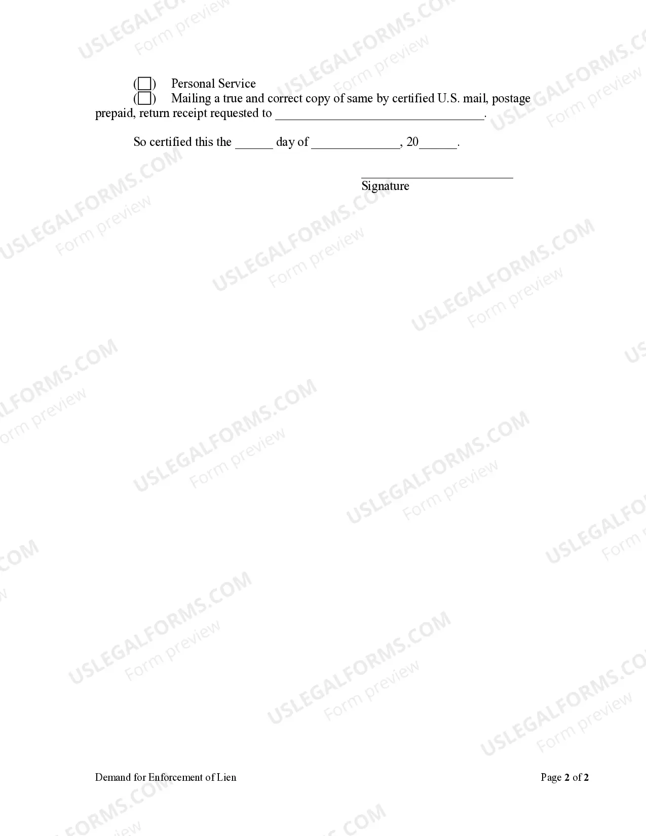 Preview Demand for Enforcement of Lien by Corporation