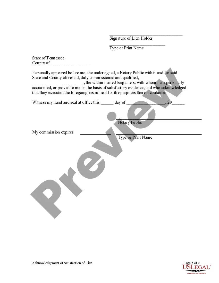 Preview Acknowledgment of Satisfaction for Individual