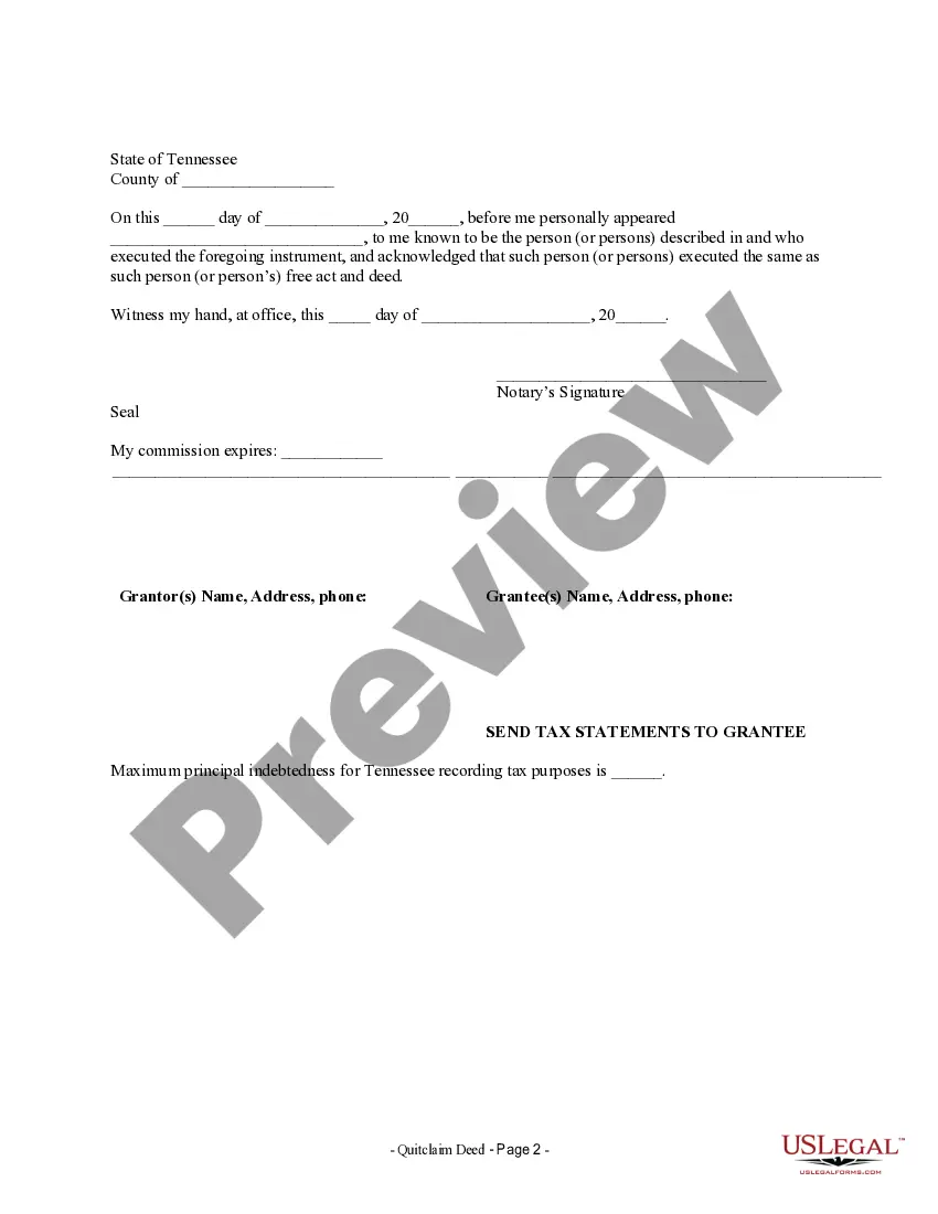 Preview Quitclaim Deed from Individual to LLC