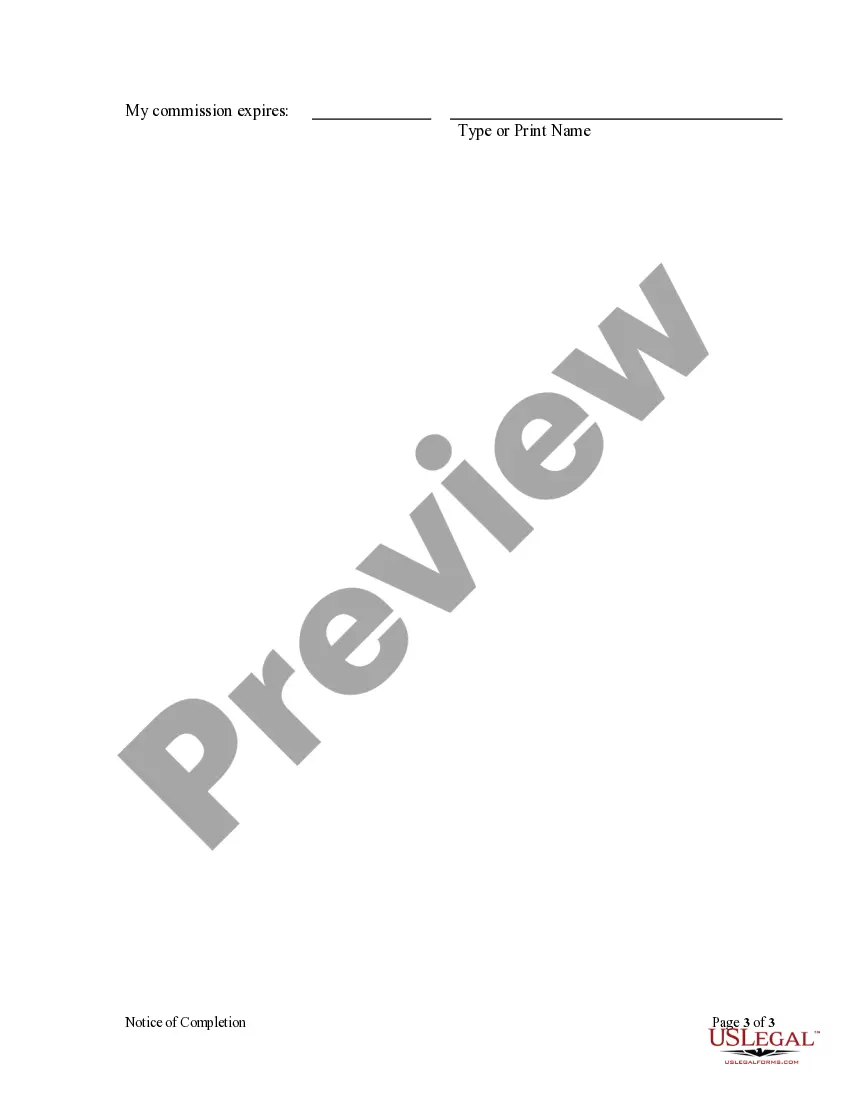 Preview Notice of Completion by Individual