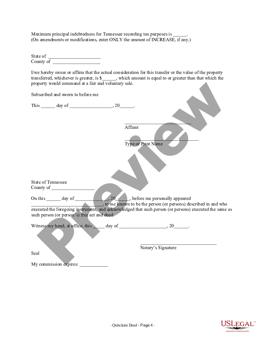 Tennessee Quitclaim Deed From Husband And Wife To Corporation Quitclaim Us Legal Forms 8039