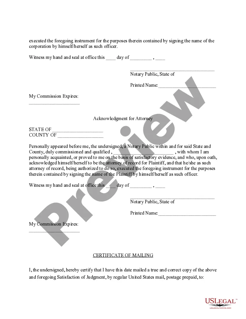 Preview Tennessee Satisfaction of Judgment