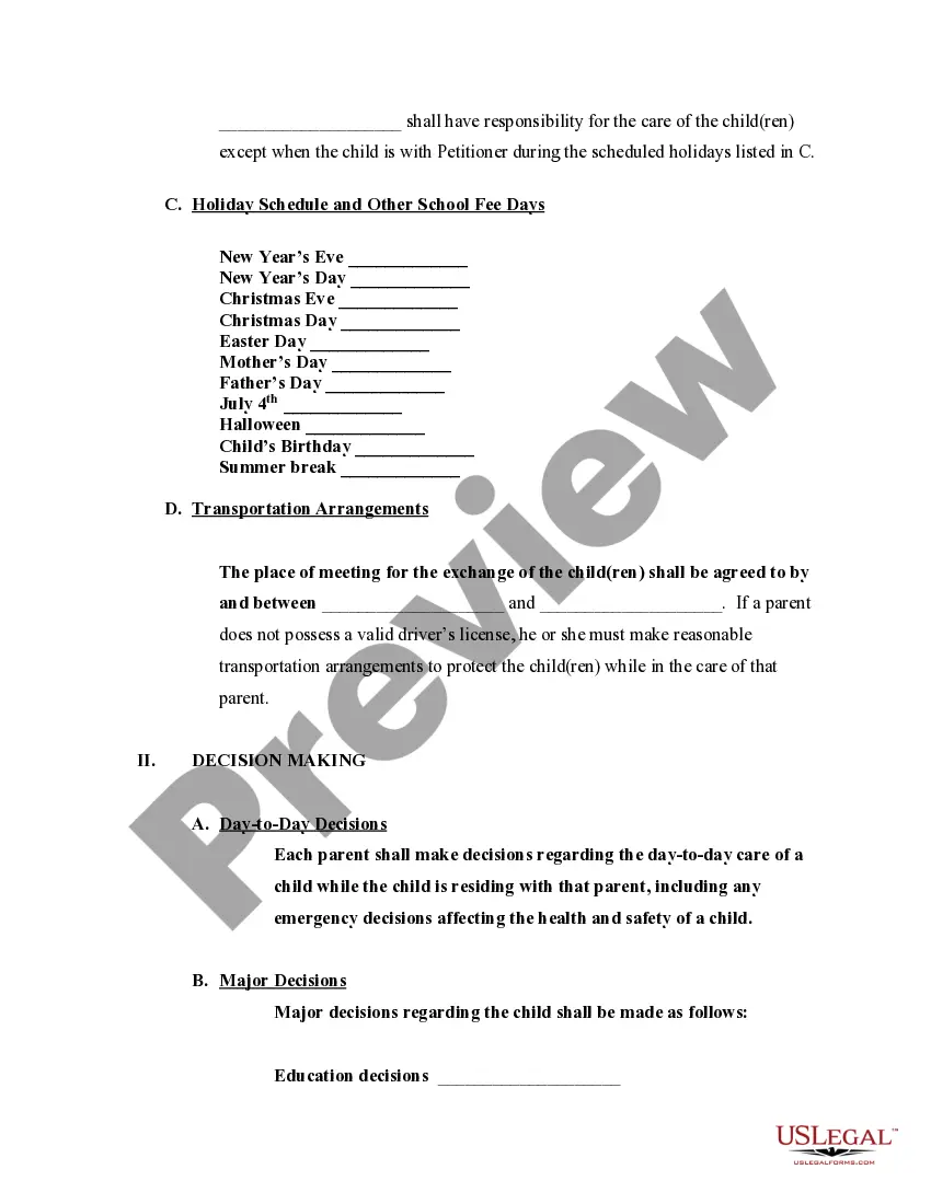 Preview Proposed Parenting Plan