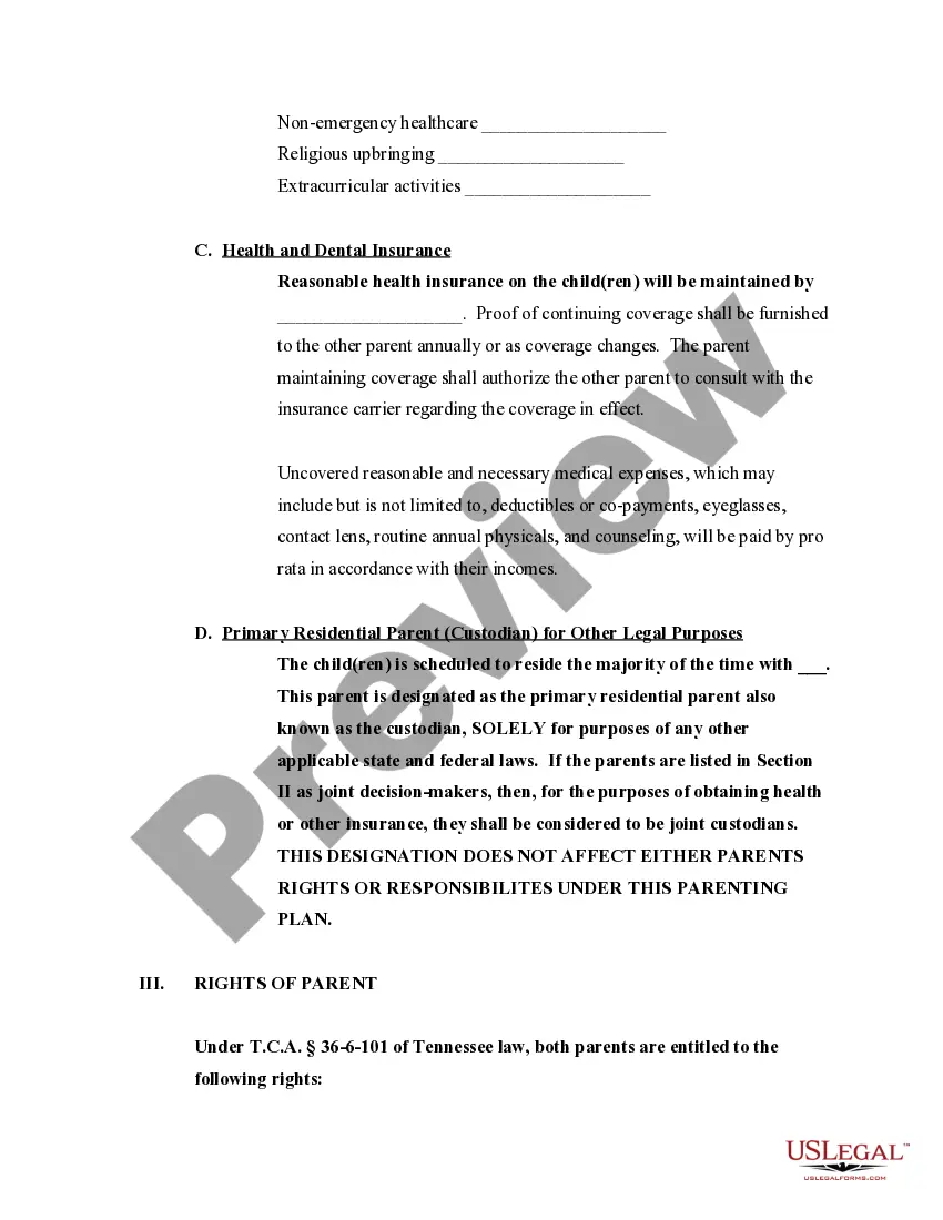 Preview Proposed Parenting Plan