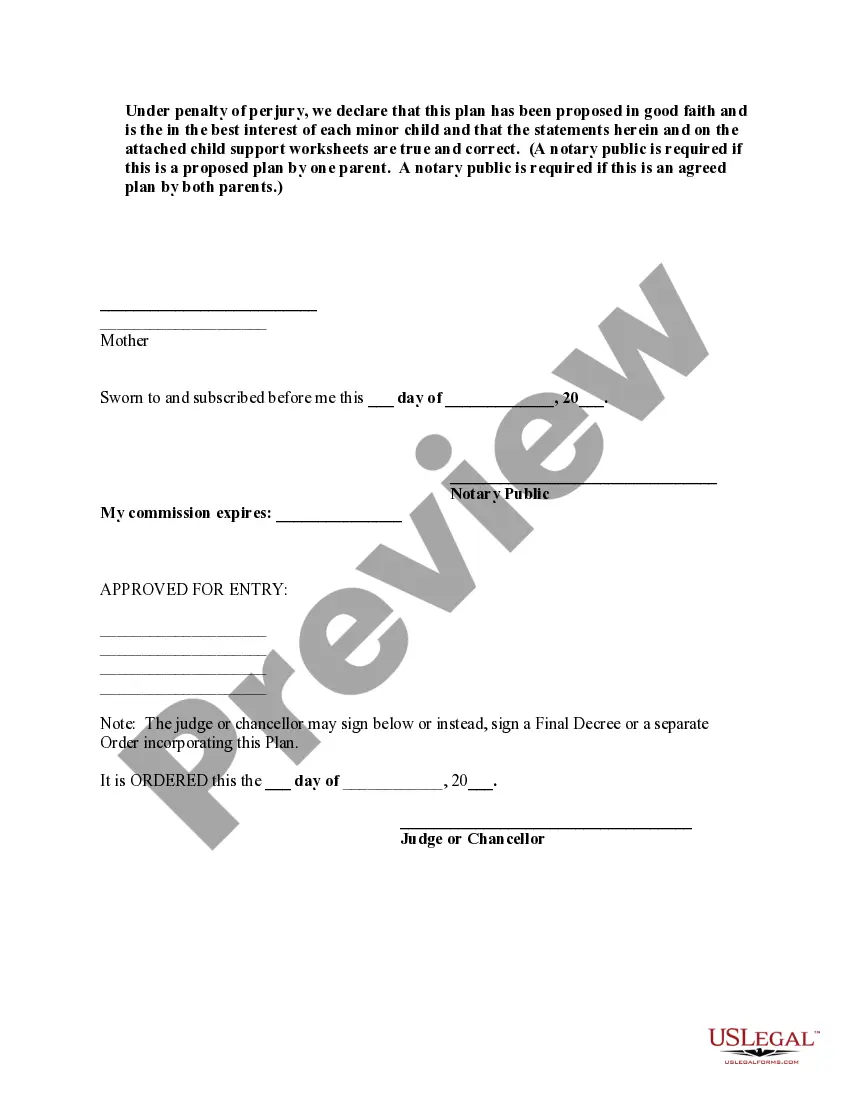 Preview Proposed Parenting Plan