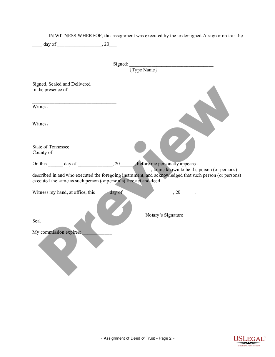 assignment of deed of trust tennessee