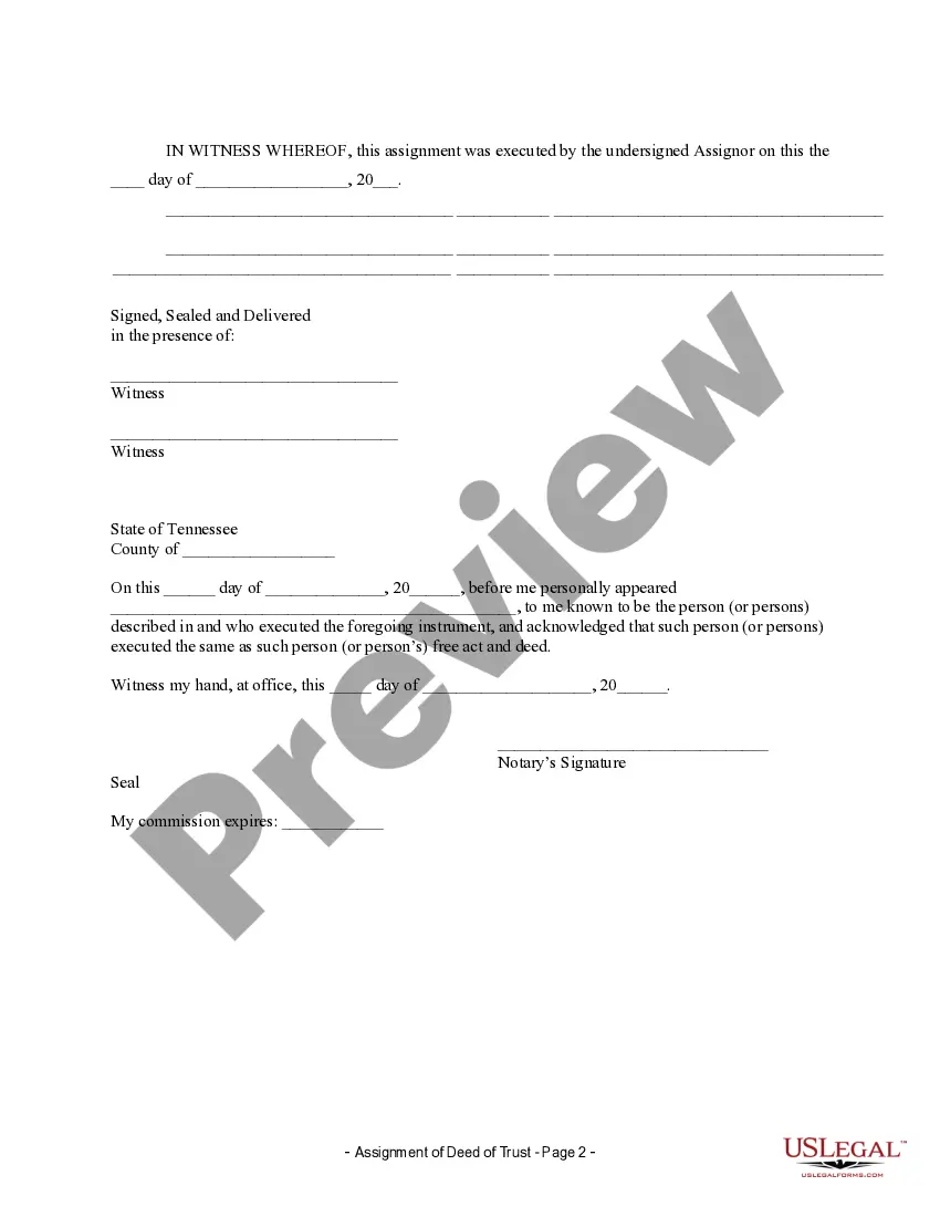 Preview Assignment of Deed of Trust by Individual Mortgage Holder
