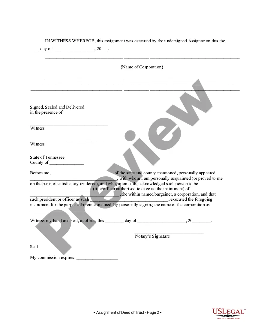 Preview Assignment of Deed of Trust by Corporate Mortgage Holder