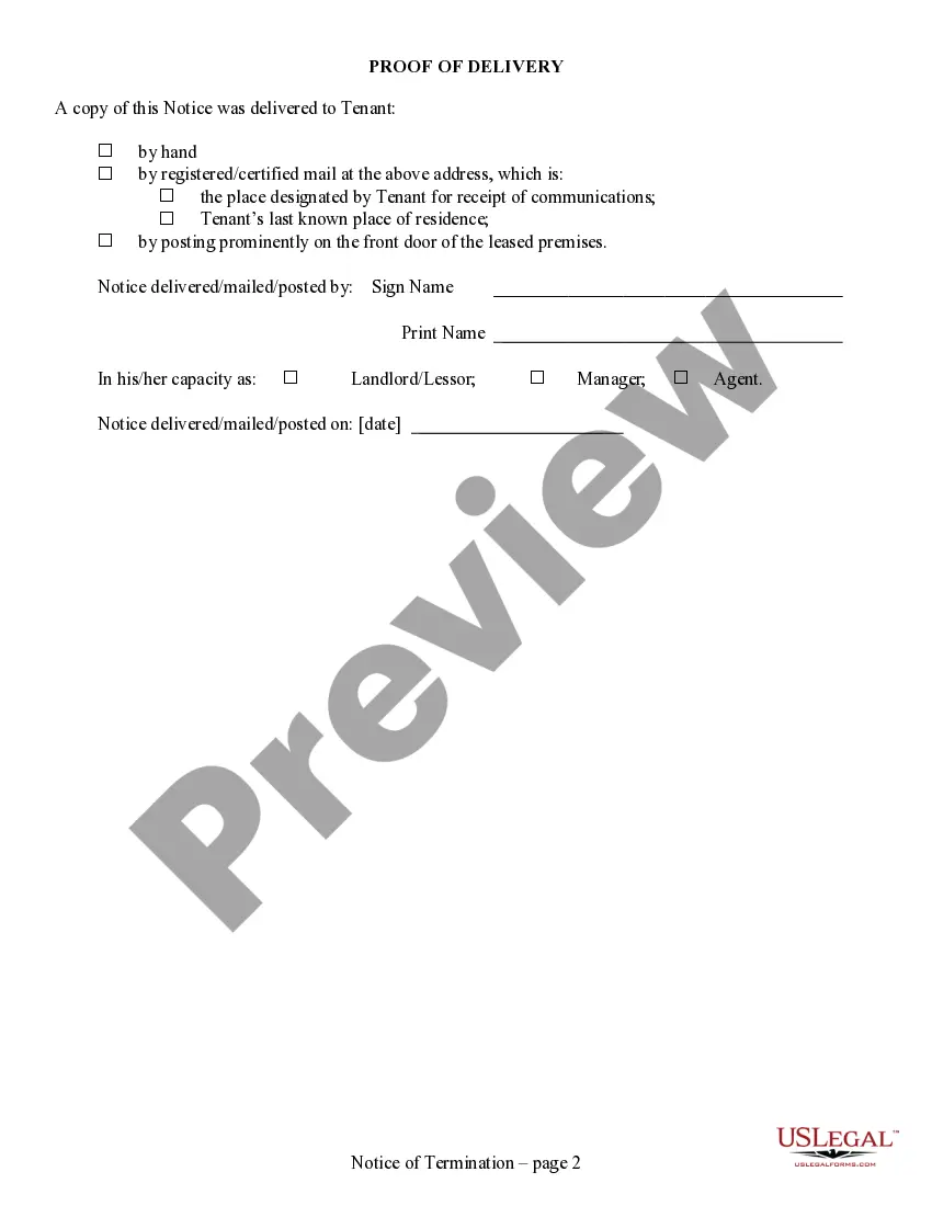 Preview 30 day Notice to Terminate for Material Noncompliance with Lease - 14 Days to Cure for Residential from Landlord to Tenant