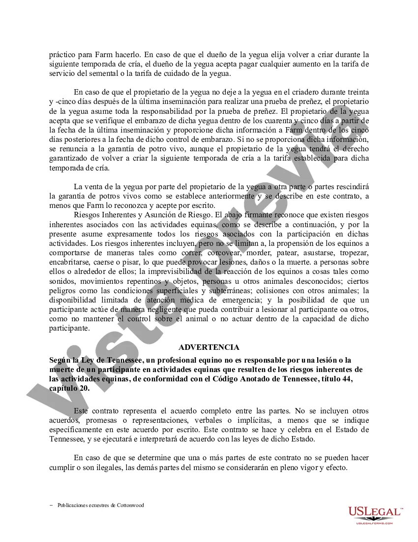 Preview Contrato de servicio de semental - Formularios equinos de caballos