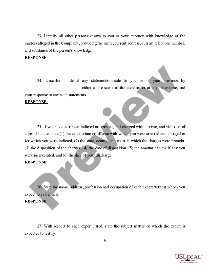 Preview Interrogatories from Defendant