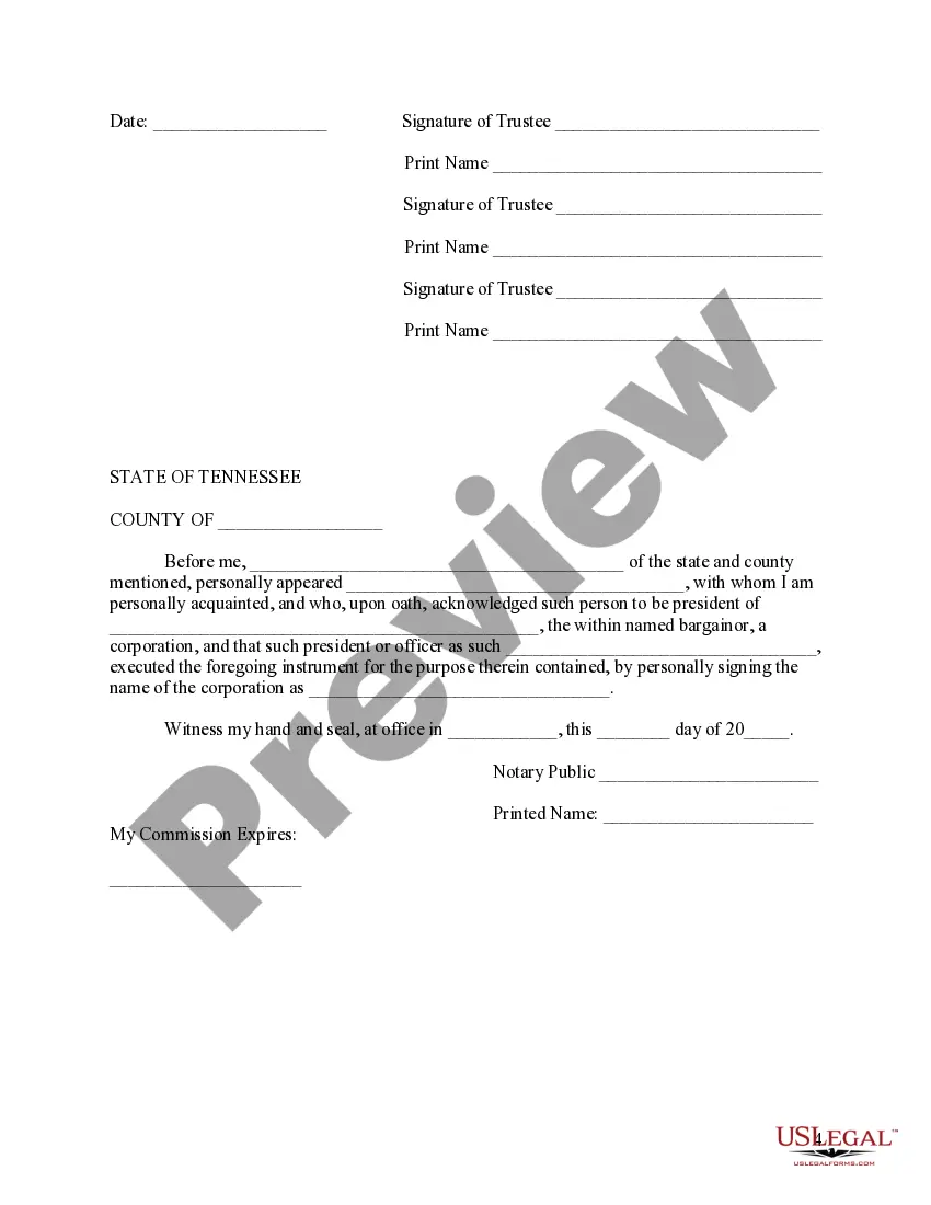Preview Tennessee Certificate of Trust by Corporation