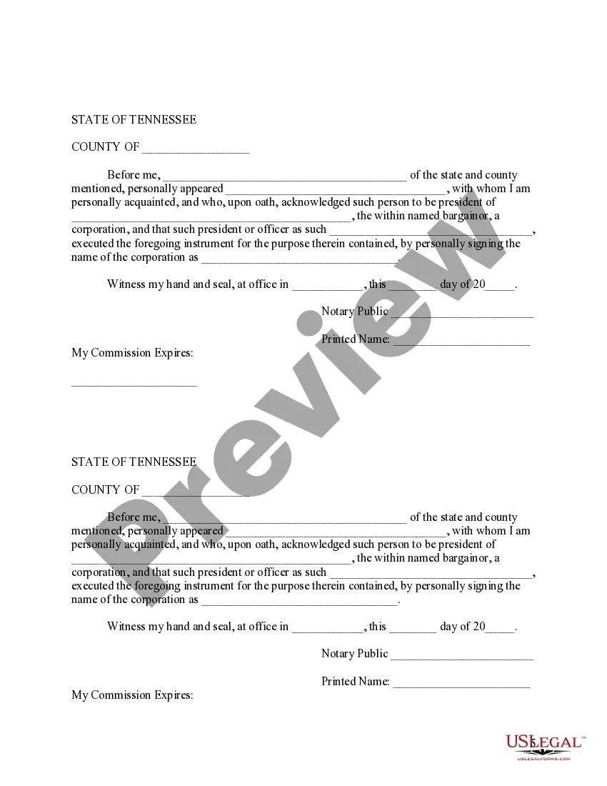 Preview Tennessee Certificate of Trust by Corporation