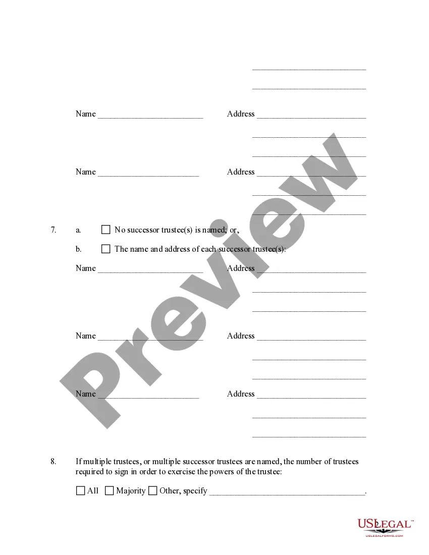 Preview Tennessee Certificate of Trust by Individual