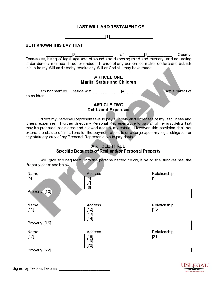 Preview Mutual Wills containing Last Will and Testaments for Man and Woman living together not Married with No Children
