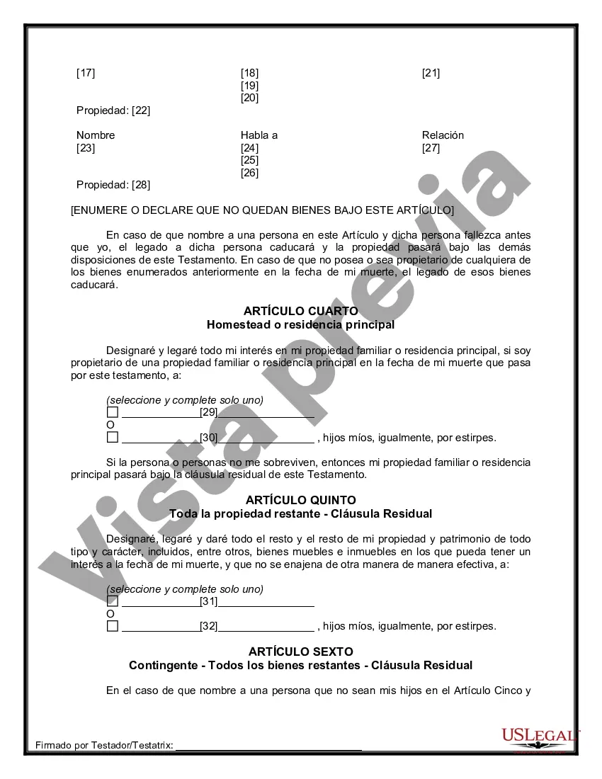 Preview Paquete de Testamentos Mutuos de Últimas Voluntades y Testamentos para Personas Solteras que conviven con Hijos Adultos