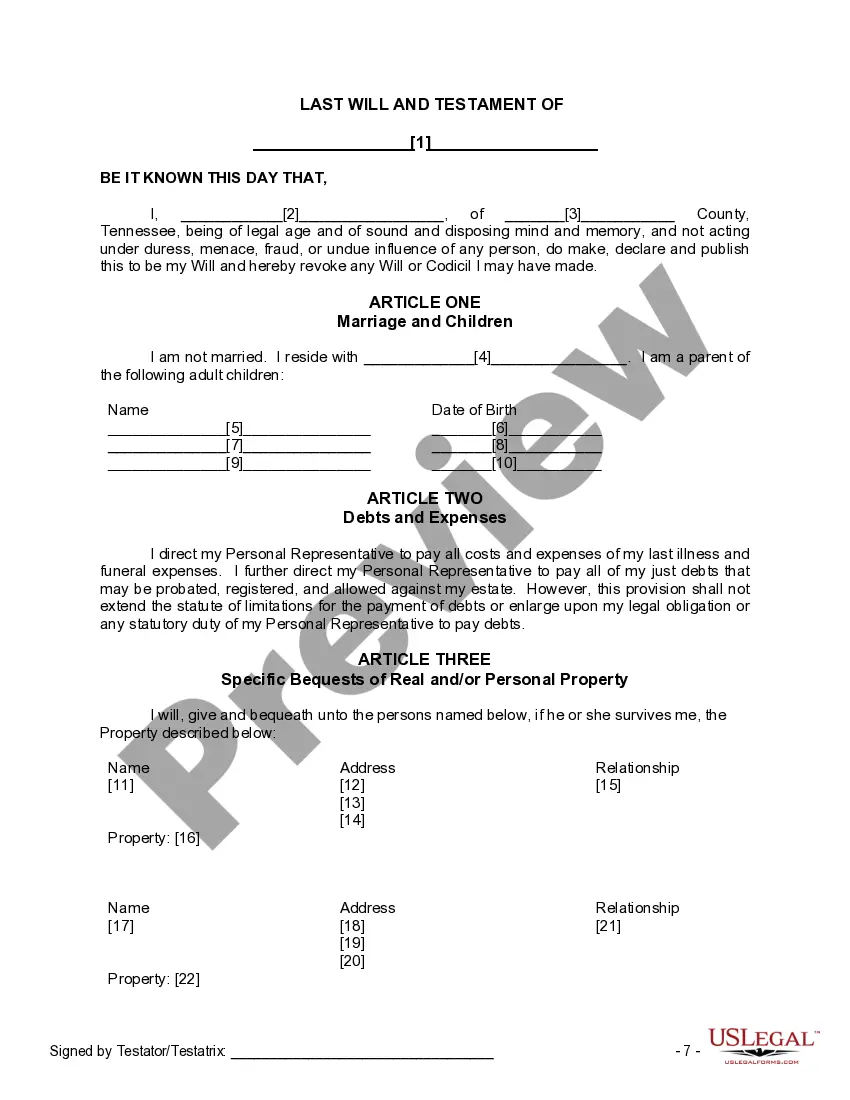Preview Mutual Wills Package of Last Wills and Testaments for Man and Woman living together not Married with Adult Children