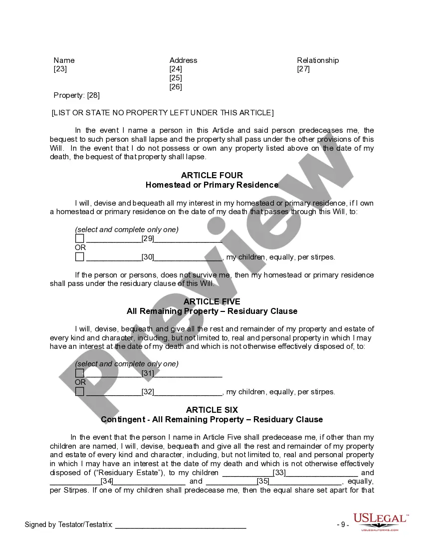 Preview Mutual Wills or Last Will and Testaments for Man and Woman living together, not Married with Minor Children