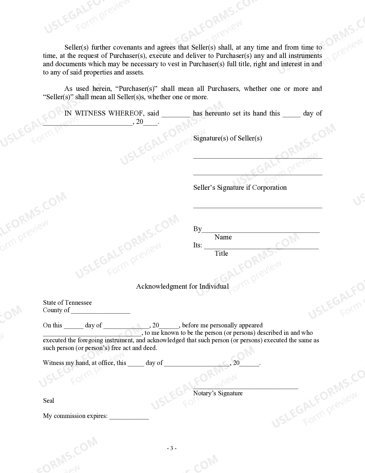 Preview Bill of Sale in Connection with Sale of Business by Individual or Corporate Seller