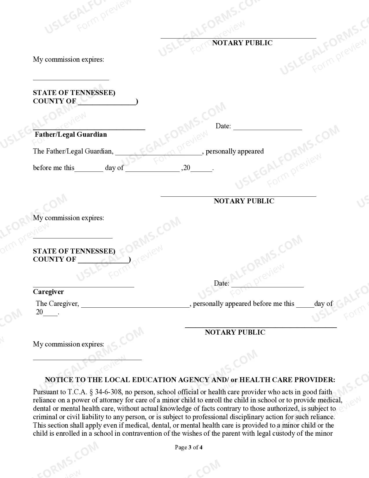 Preview Power of Attorney for Care of a Minor Child