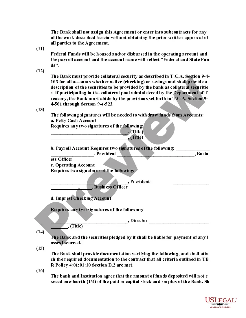 Preview Banking Agreement