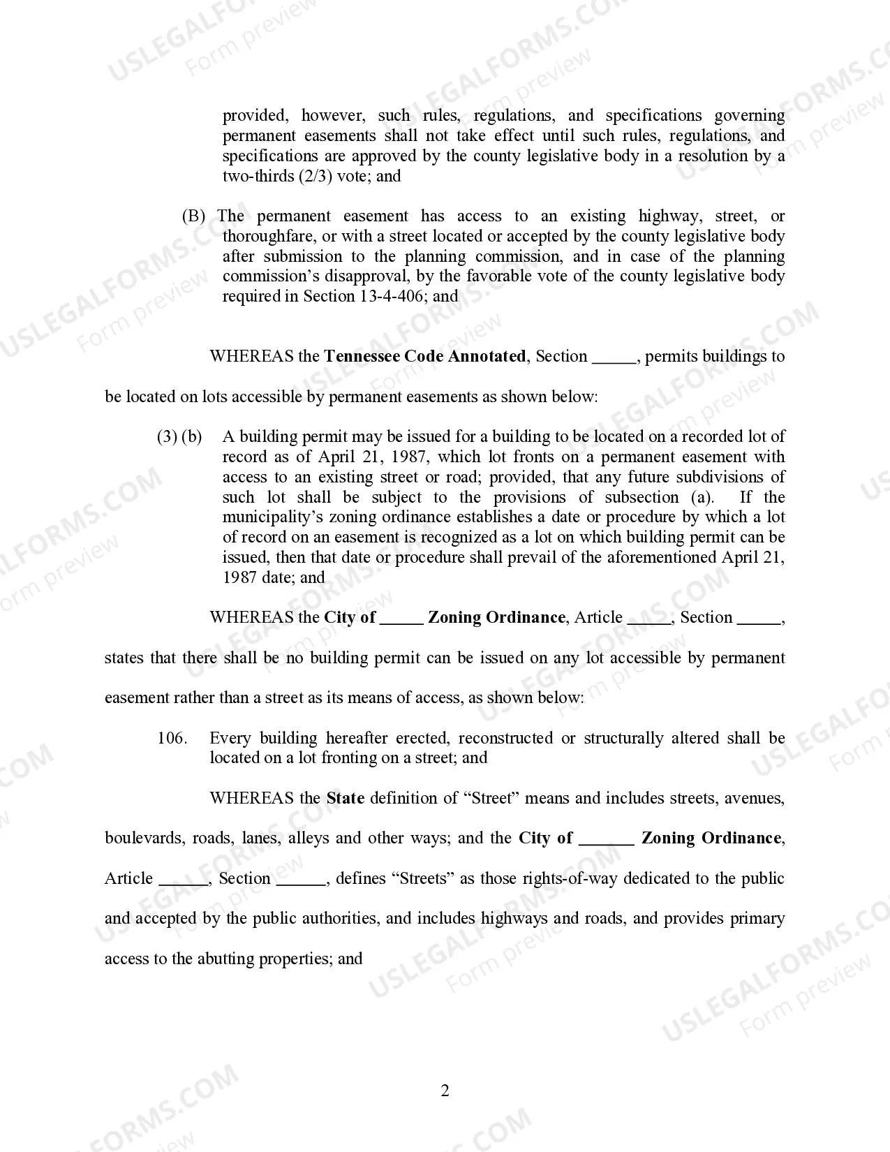 Preview Amendment to Zoning Ordinance to Permit Commercial and Industrial Development on Private Access Easements