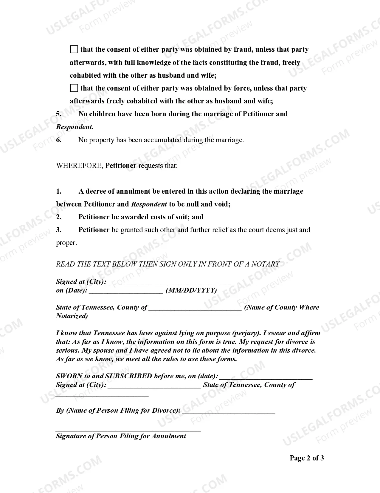 Preview Complaint for Annulment