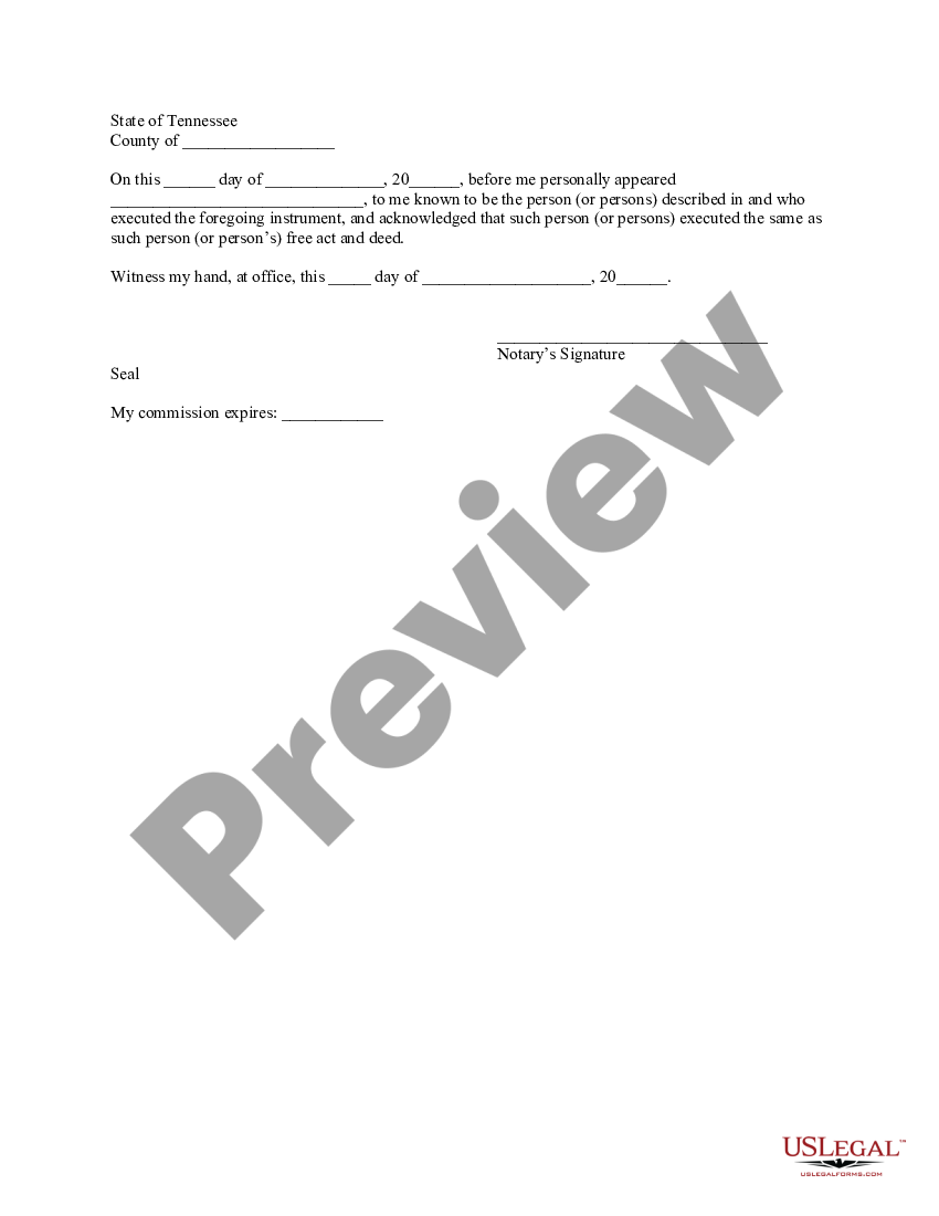 Affidavit Tennessee Form | US Legal Forms