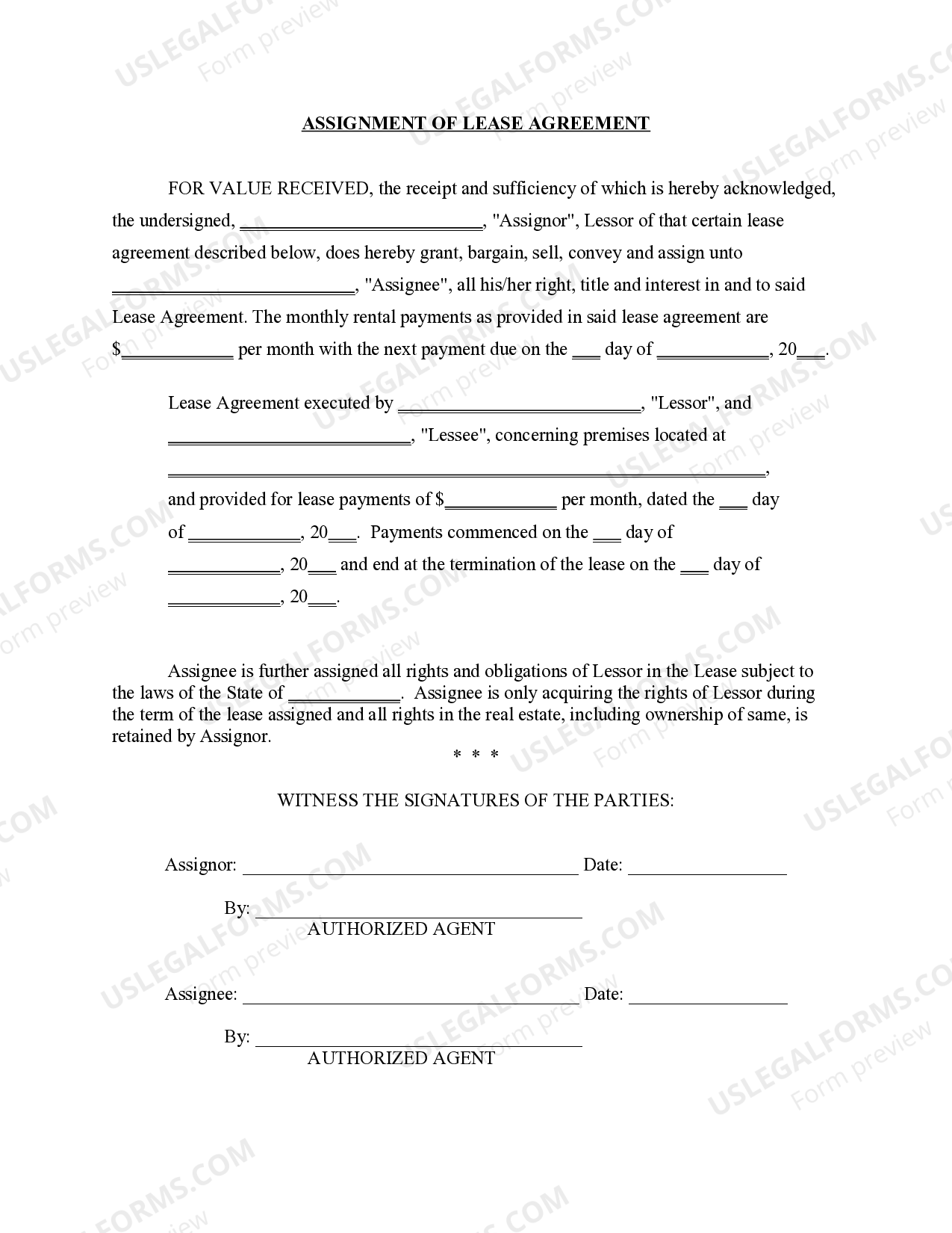 Tennessee Assignment of Lease from Lessor with Notice of Assignment - Lease  Transfer Agreement | US Legal Forms