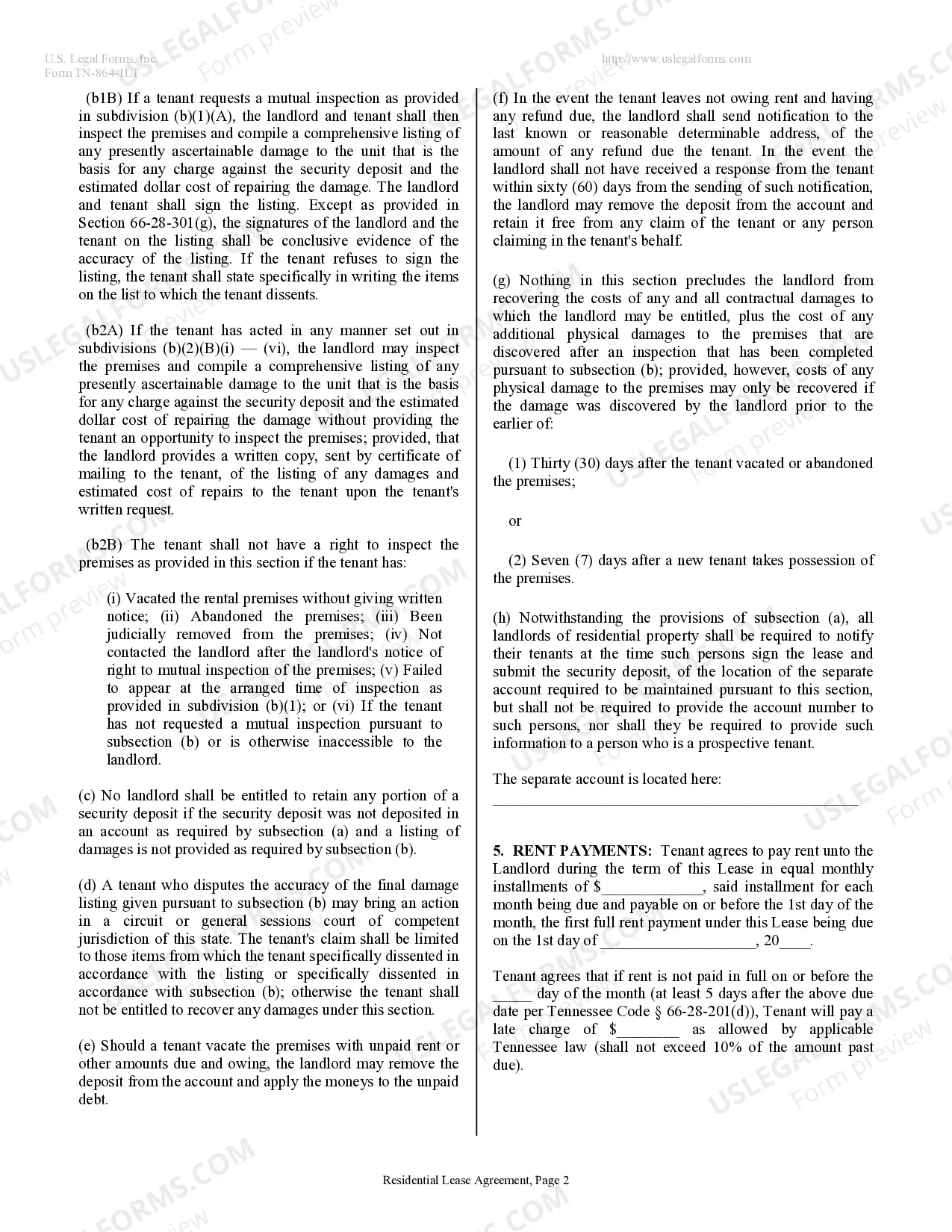 Preview Residential Lease or Rental Agreement for Month to Month