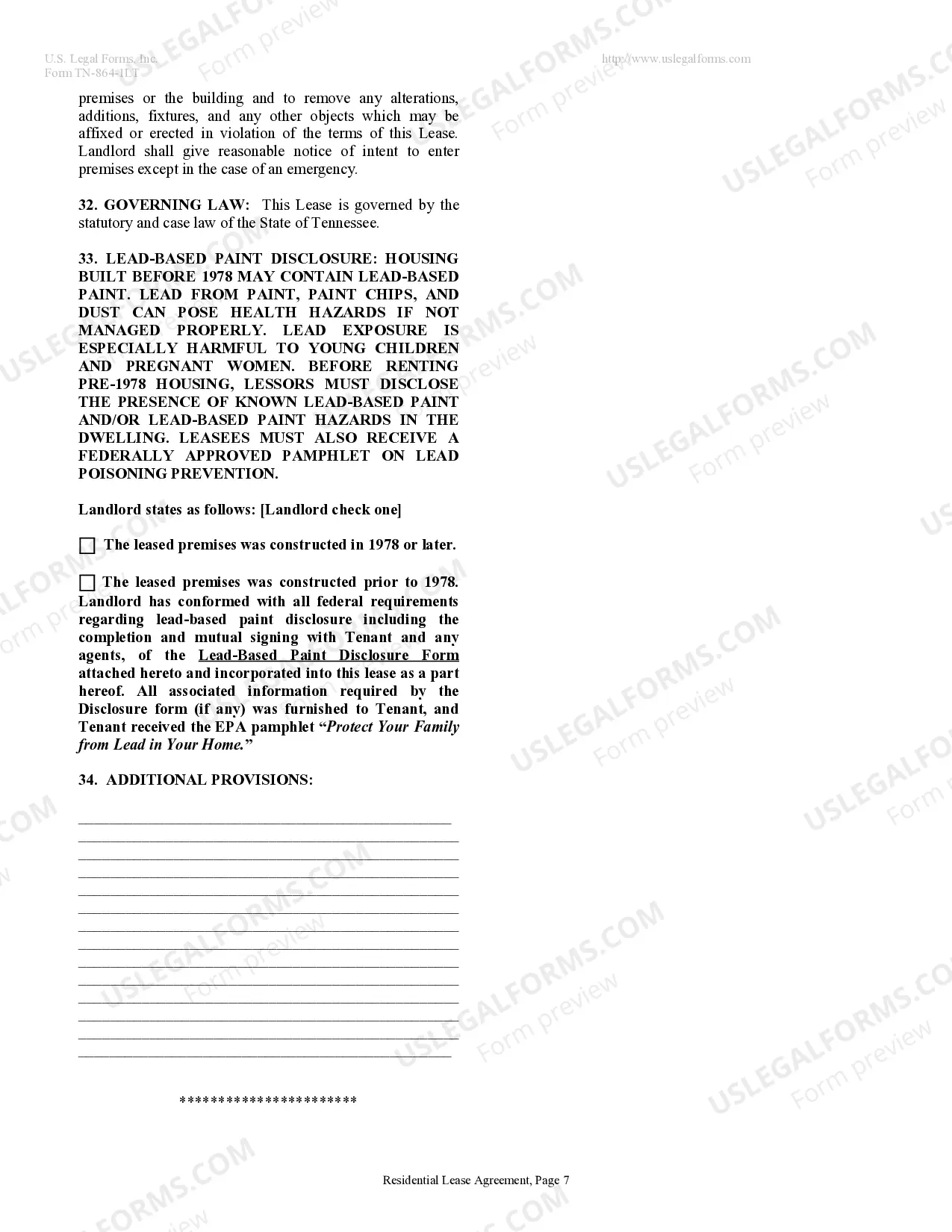 Preview Residential Lease or Rental Agreement for Month to Month