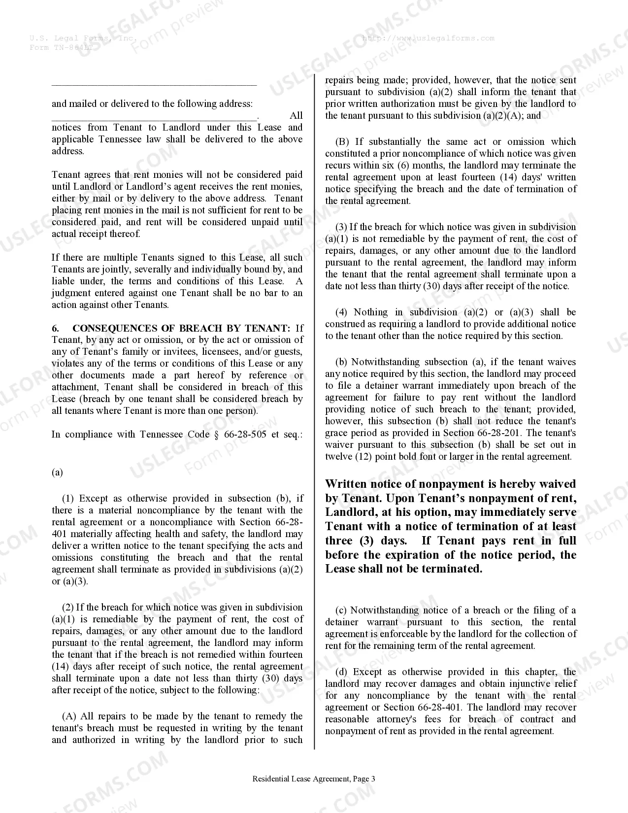 Preview Residential Rental Lease Agreement