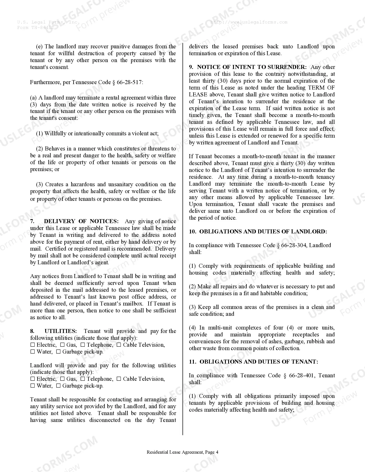 Preview Residential Rental Lease Agreement