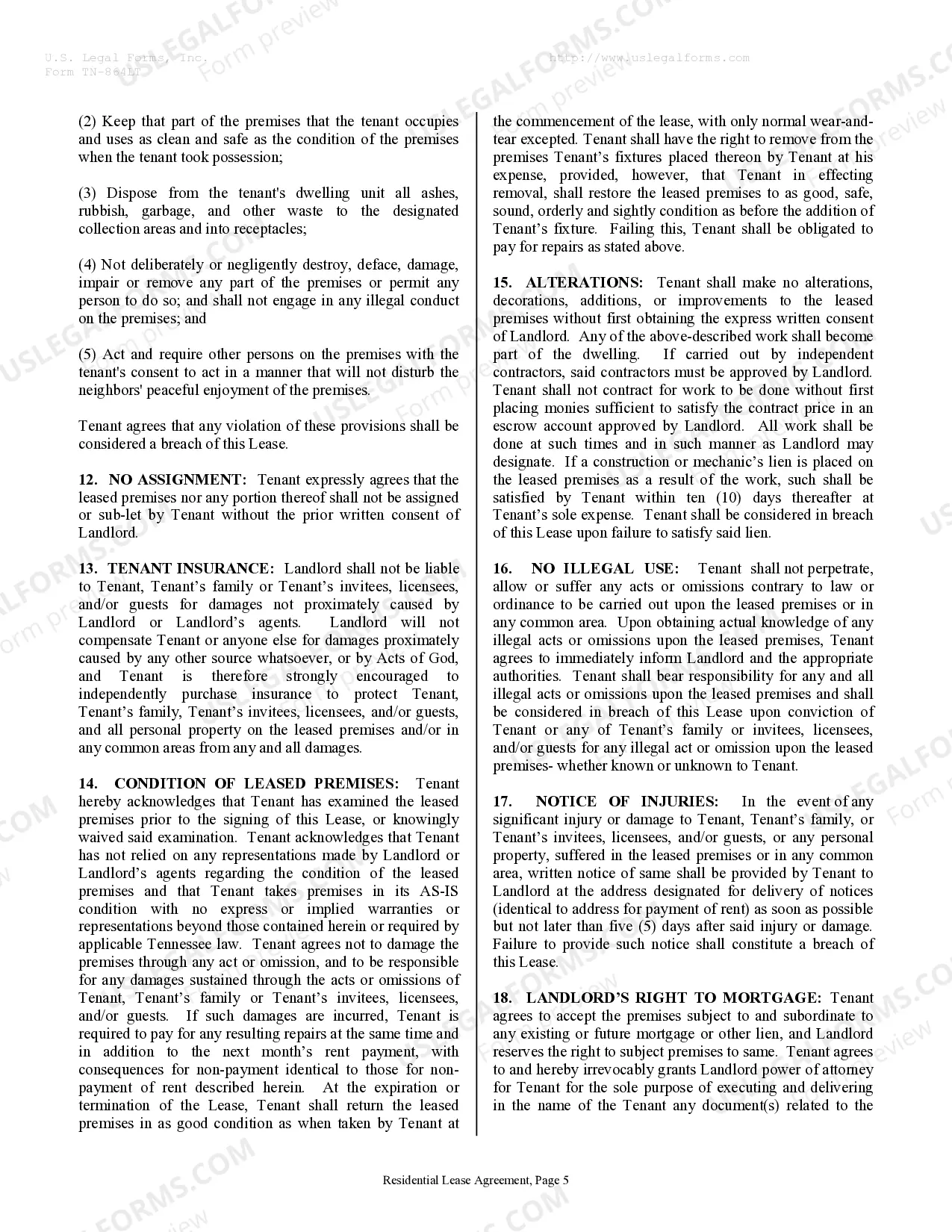 Preview Residential Rental Lease Agreement