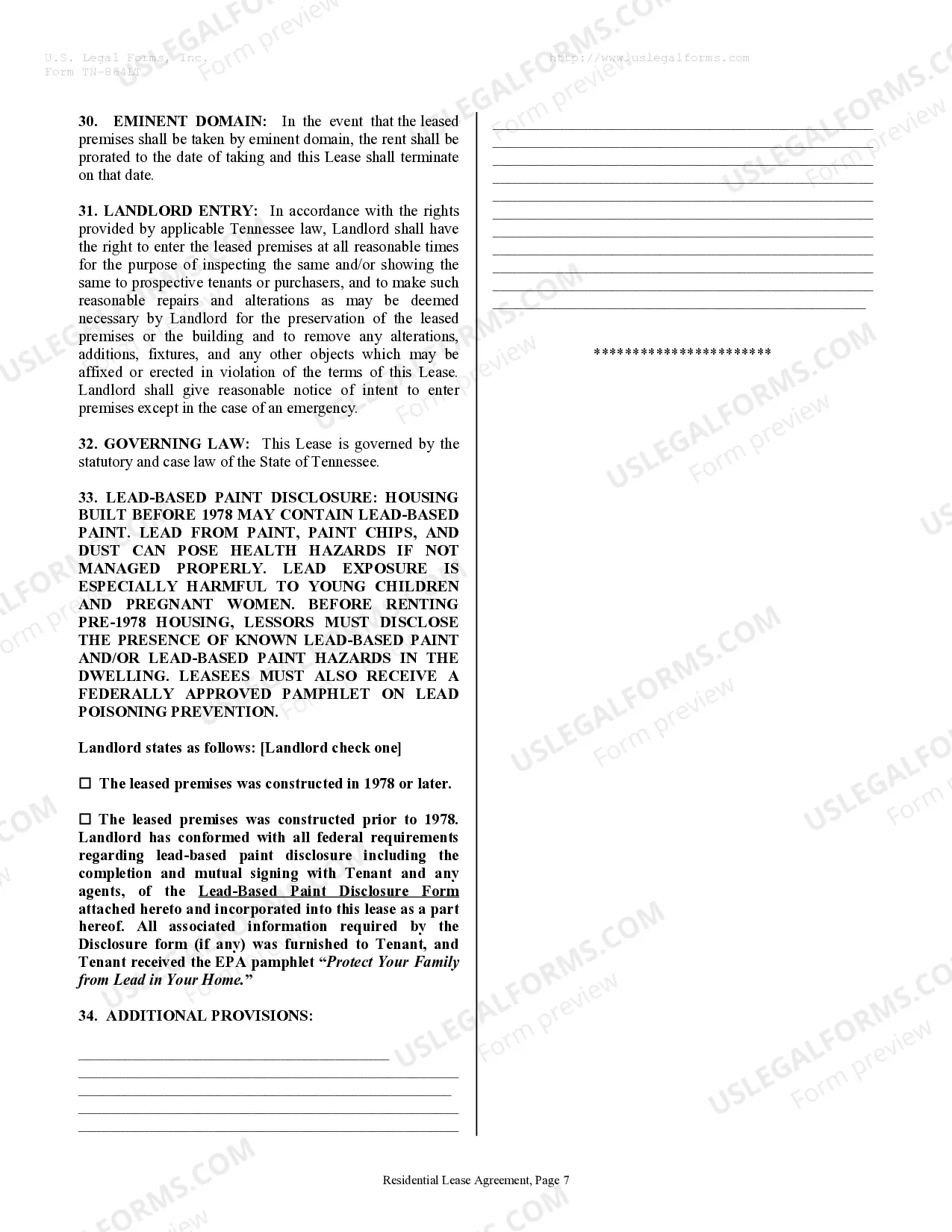 Preview Residential Rental Lease Agreement