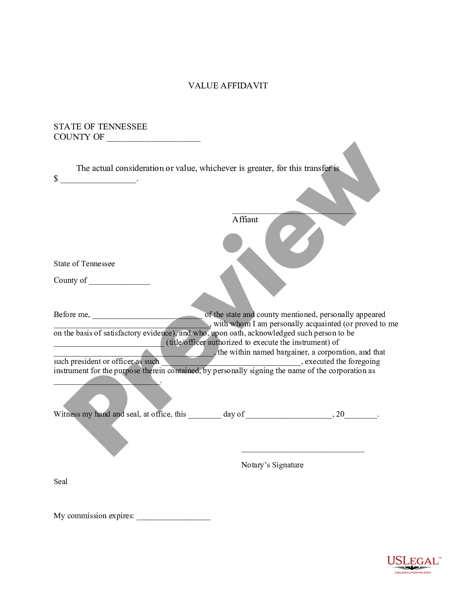 form Tennessee Statement of Property Value preview