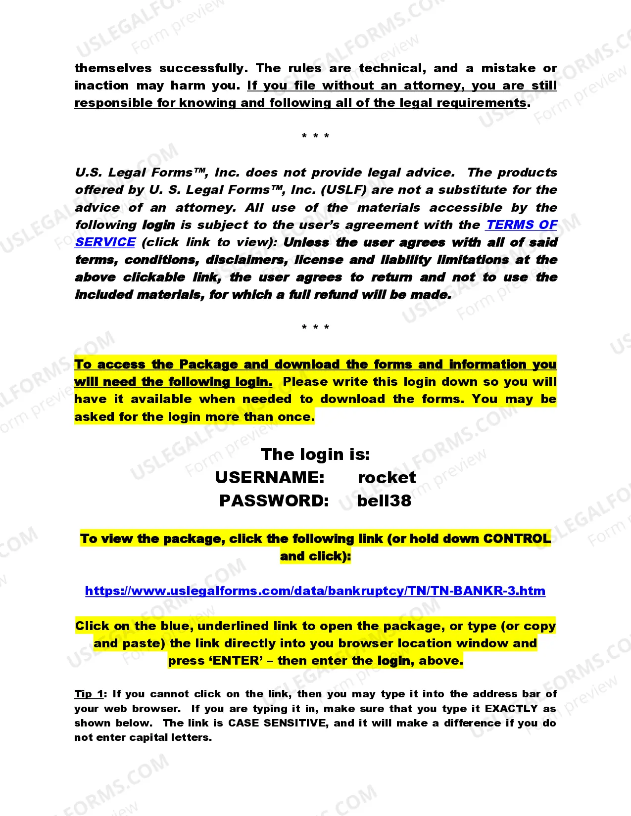 Preview Tennessee Western District Bankruptcy Guide and Forms Package for Chapters 7 or 13