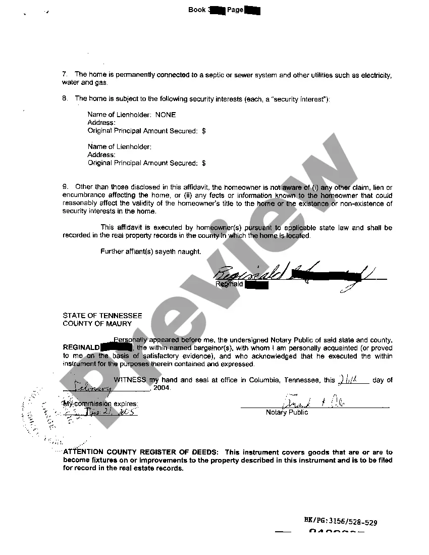 Preview Affidavit of Affixation