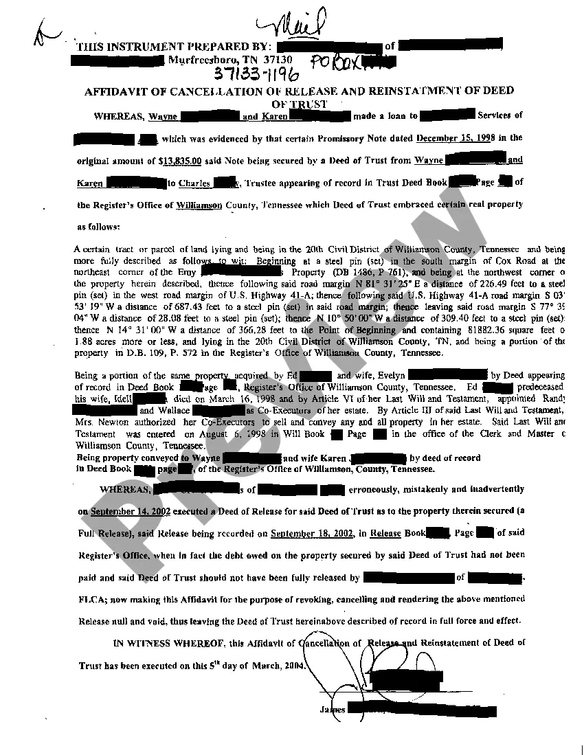 Preview Scriveners Affidavit