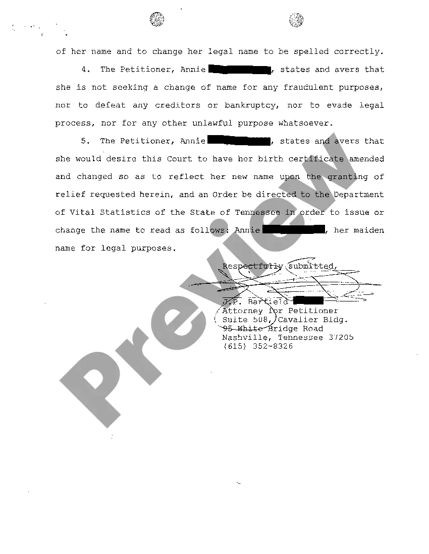 Preview A01 Petition For Change of Name of Adult
