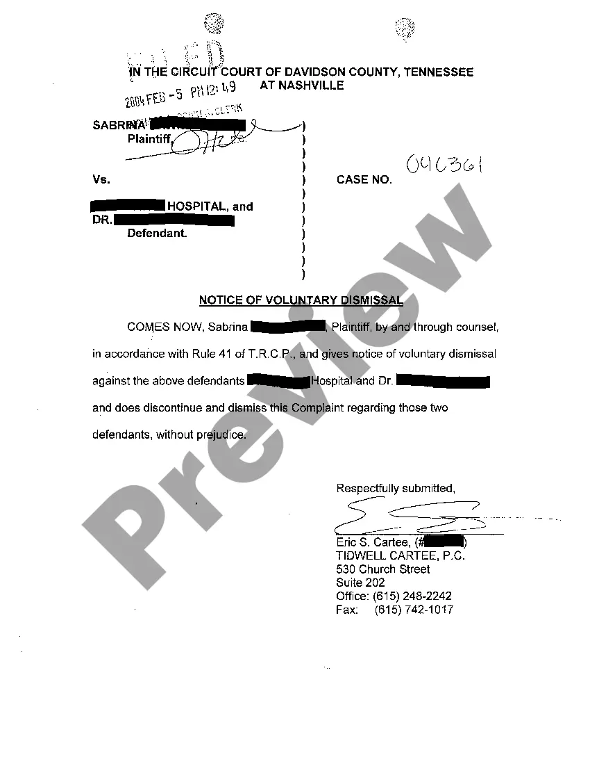 Get A05 Order regarding Voluntary Dismissal Against Two Defendants Preview A05 Order regarding Voluntary Dismissal Against Two Defendants