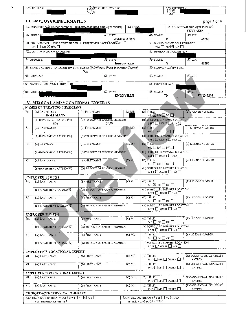 Preview A03 Workman's Compensation Statistical Data Form