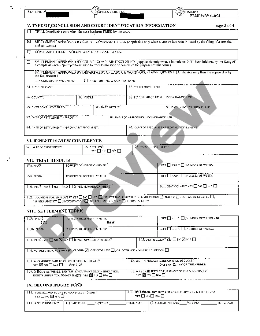 Preview A03 Workman's Compensation Statistical Data Form