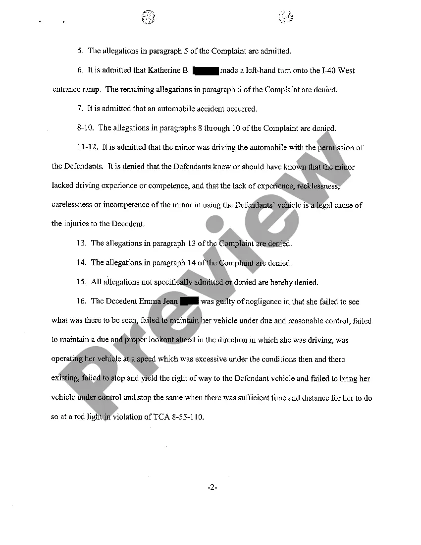 Preview A04 Answer of Defendants to Complaint for Medical Malpractice