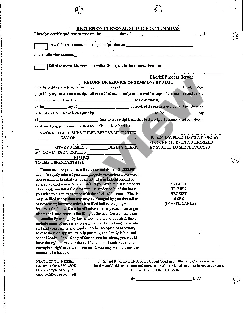 Preview A03 Summons for Defendant to Appear and Defend a Civil Action