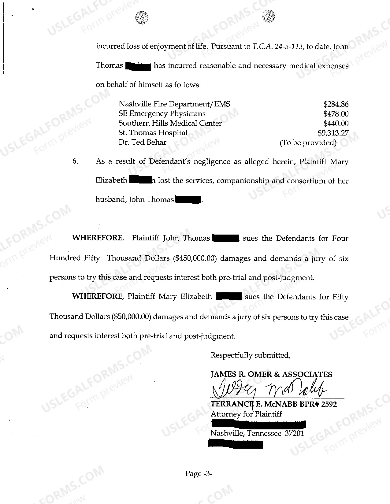 Preview A01 Complaint regarding fall in restaurant hallway