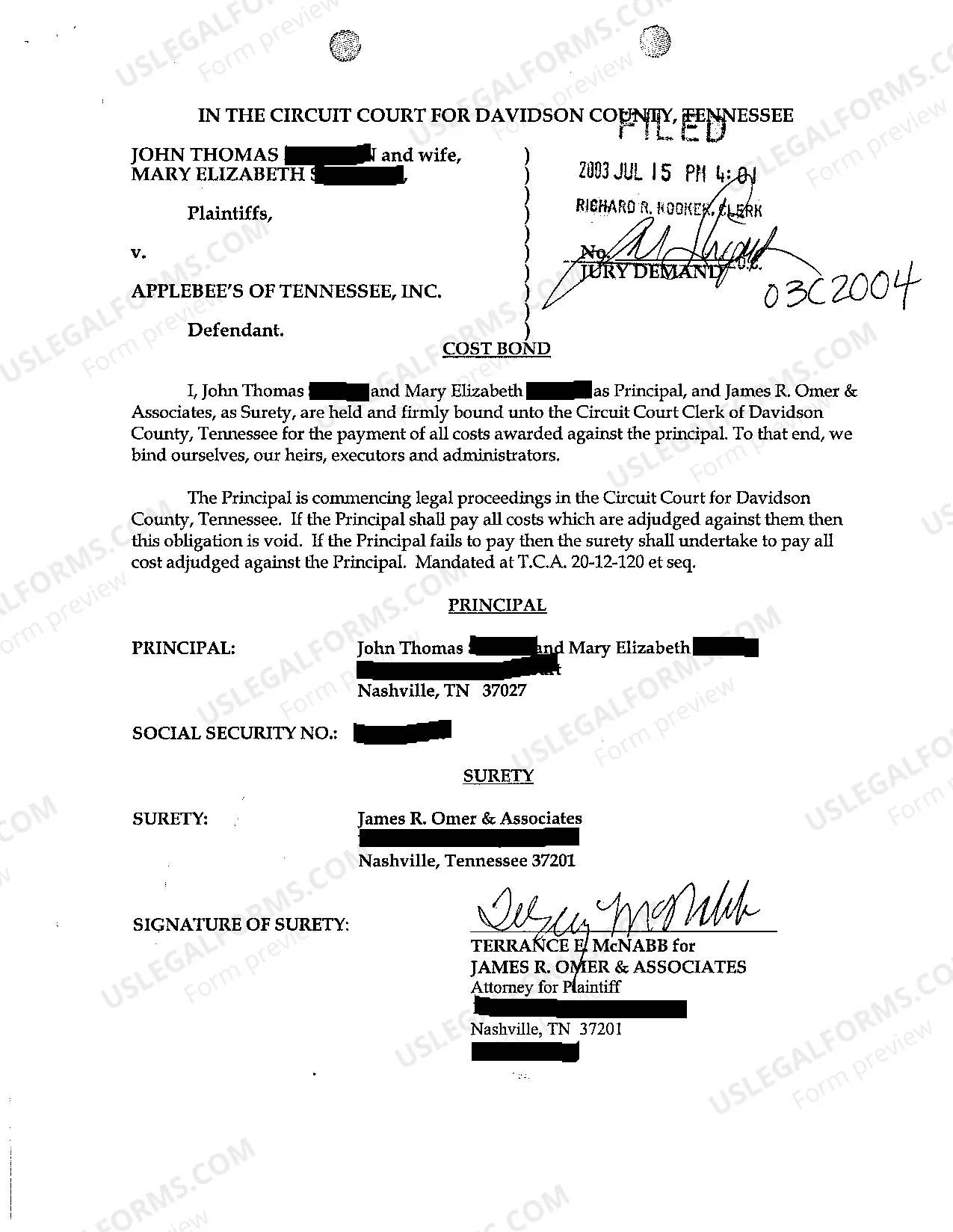 Preview A01 Complaint regarding fall in restaurant hallway