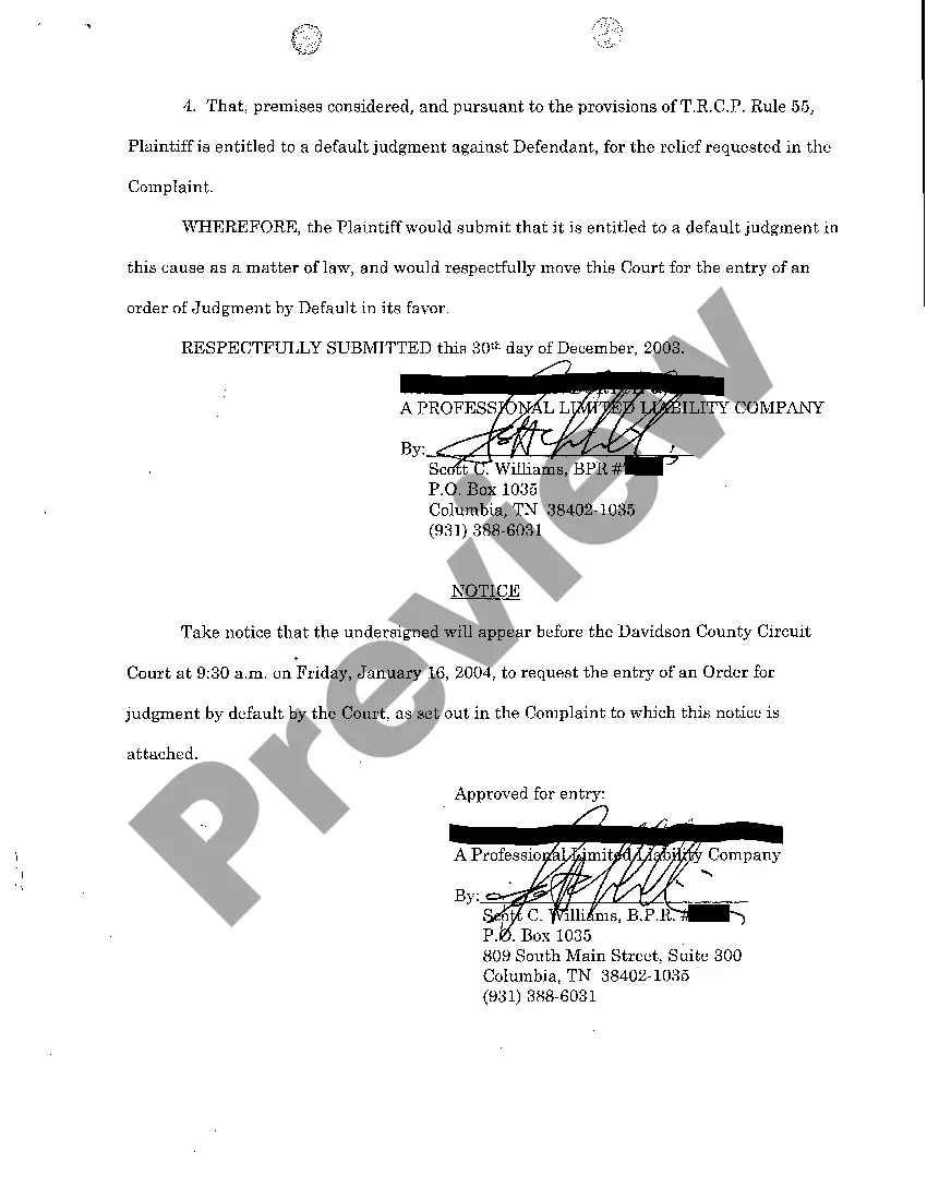 Preview A05 Motion For Judgment By Default