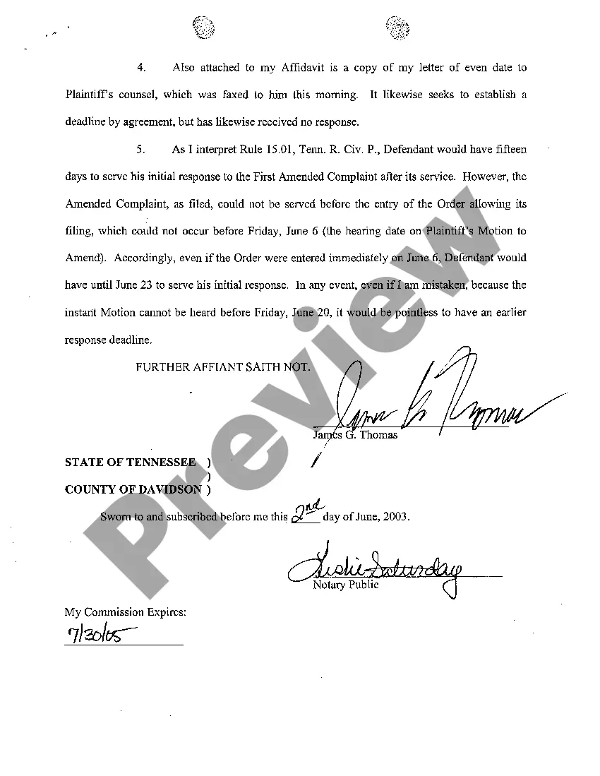 Preview A12 Affidavit of Attorney regarding scheduling attempts